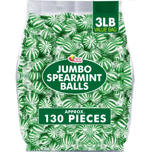 Vista 6 de Bolas de caramelo de menta jumbo, 3 libras, aprox. 130 unidades envueltas individualmente