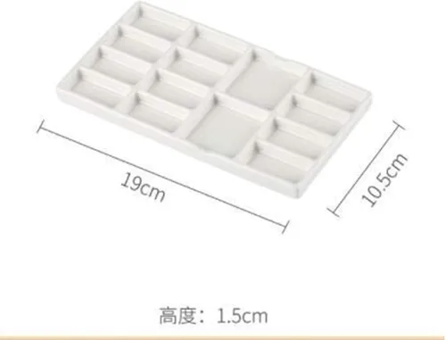 Vista 2 de Paleta de acuarela de cerámica, pintura de acuarela multirejilla, paleta de porcelana blanca, pintura profesional, suministros de cerámica adecuados