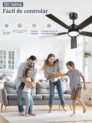 Vista 7 de 52 Inch Ceiling Fan with Lights,APP&Remote Control,DC Motor Black