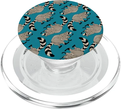 Vista 8 de Patrón de mapache de basura, panda, bosque, amante de los animales, mapache PopSockets estándar PopGrip