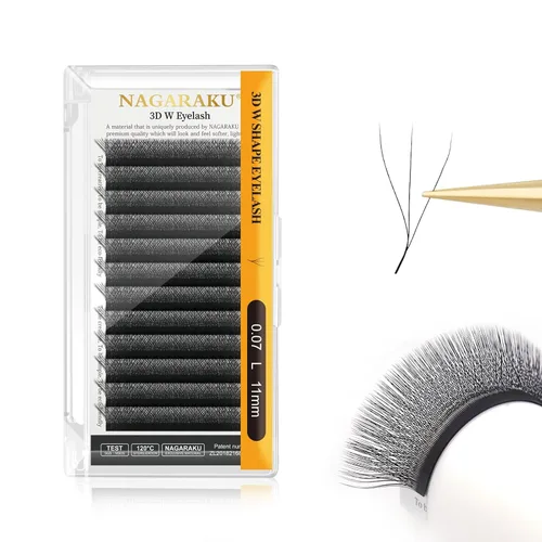 Vista 174 de NAGARAKU Extensiones de pestañas prefabricadas en abanico 3D W 0.05 C 0.315 0.05-C 3D W