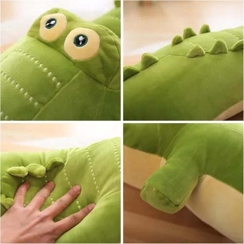 Vista 6 de Almohada grande de cocodrilo para abrazar, suave peluche de cocodrilo, regalo para niños, cumpleaños, Navidad, 25.6 pulgadas