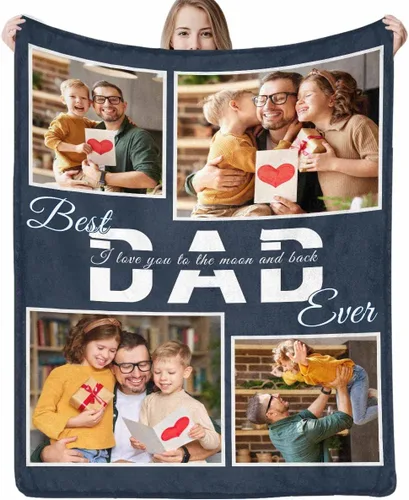 Vista 36 de Artsadd Manta personalizada con foto, mantas personalizadas para papá y abuelo, regalos del Día del Padre, manta conmemorativa para la familia