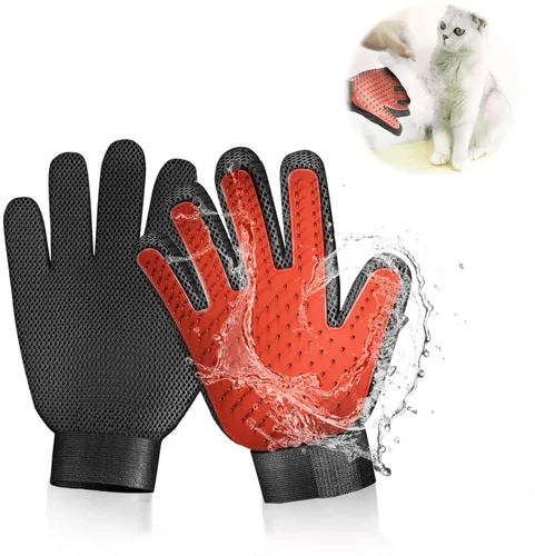 Vista 8 de Guante de aseo para deshedding - Cepillo removedor de pelo de mascotas eficiente para perros, gatos, caballos (pelo largo y corto)