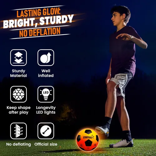 Vista 5 de Balón de fútbol iluminado, bola que brilla en la oscuridad NO 5, regalos de fútbol para niños de 8 a 12, 12 a 14 años, ideas de regalo para niños