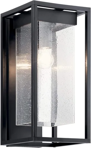Vista 13 de Kichler Mercer 59060BSL - Lámpara de pared para exteriores de 12 pulgadas en color negro, aplique de pared exterior de 1 luz con vidrio transparente