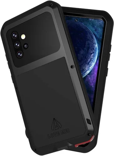 Vista 3 de LOVE MEI Funda militar resistente para Samsung Galaxy A52, con protector de pantalla de vidrio templado, a prueba de golpes, a prueba de polvo, a