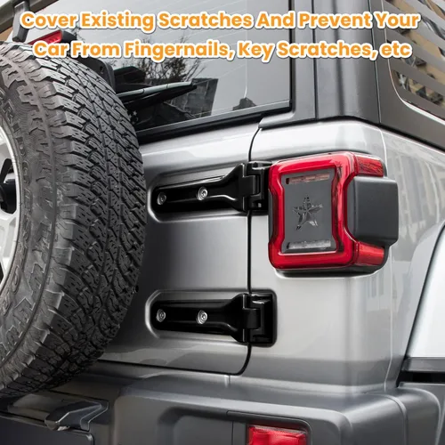 Vista 8 de Cubierta de bisagra para compuerta trasera de Jeep Wrangler JL JLU, accesorios de decoración exterior - 2018-2024, 2 puertas y 4 puertas, cubierta