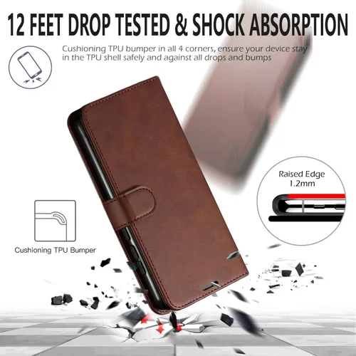 Vista 6 de STARSHOP Funda compatible con iPhone 13, con protector de pantalla de vidrio templado incluido: cartera de piel sintética a prueba de golpes