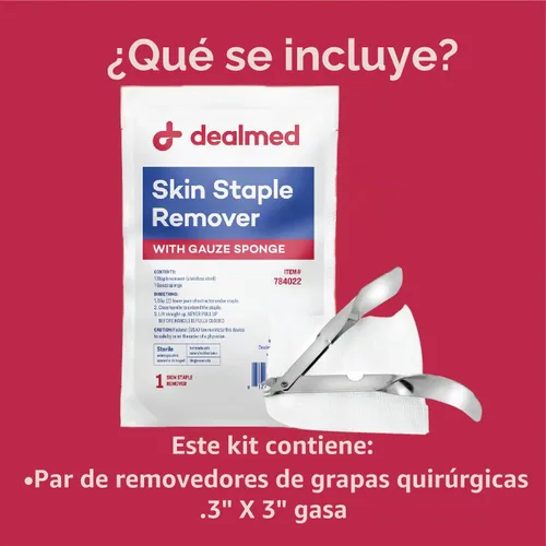 Vista 3 de Kit de remoción de grapas estéril Dealmed, incluye removedor de grapas y esponja de gasa, kit de herramienta de remoción de grapas de un solo uso