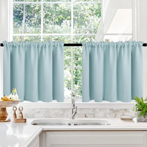 Vista 91 de Deconovo Cortinas opacas, aislamiento térmico, dobladillo para barra, reducción de ruido, certificado Oeko-TEX, cortinas de oscurecimiento
