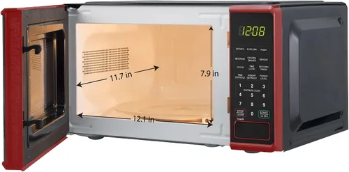 Vista 2 de NAXXY Horno de microondas compacto de encimera Cu ft, opción roja de un solo toque de 30 segundos