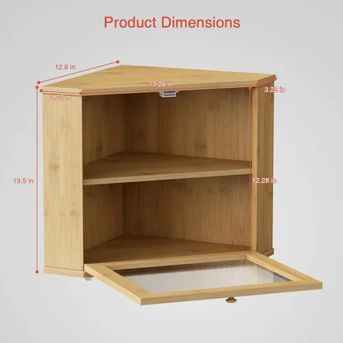 Vista 6 de Goozii Panera de Bambú de Esquina para Encimera de Cocina, Panera de Madera Redonda de 2 Niveles, Contenedor de Almacenamiento de Pan Estilo Granja