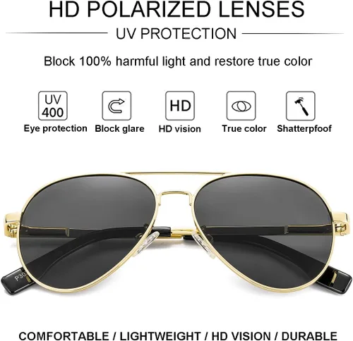 Vista 4 de Gleyemor Gafas de sol de aviador pequeñas para mujeres y hombres, marco pequeño de 2.047in, polarizadas, aviadores para cara pequeña