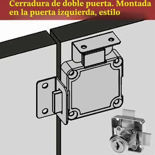 Vista 2 de Cerradura de gabinete de doble puerta con doble cerrojo [con llave igual] – Montaje lateral izquierdo, diámetro de perforación 3/4"/19mm para panel