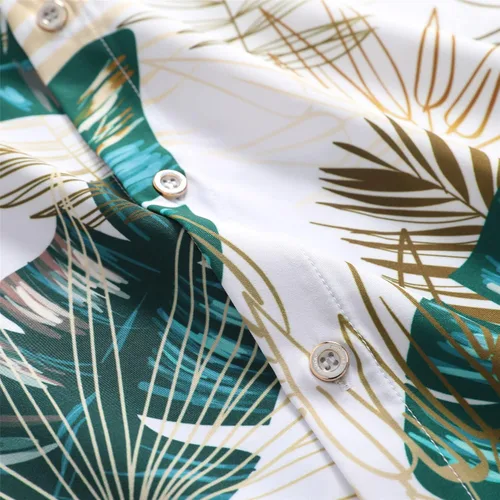 Vista 5 de Camisa hawaiana de Navidad para hombre, con botones, manga corta, ropa de playa para verano, fiesta de Papá Noel, camisas florales tropicales