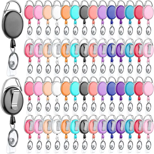 Vista 13 de Yaomiao Paquete de 100 carretes retráctiles para tarjetas de identificación con clips, carretes resistentes para tarjetas de identificación, a