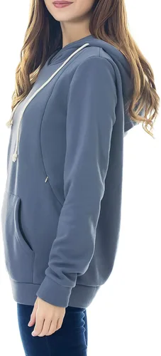 Vista 2 de Smallshow sudadera con capucha para mujer con forro polar bolsillo tipo canguro de maternidad para amamantar