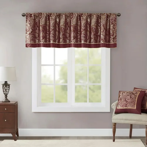 Vista 16 de Madison Park Cortina jacquard de paisley de seda sintética, con bolsillo para barra con forro de privacidad para sala de estar, cocina, dormitorio