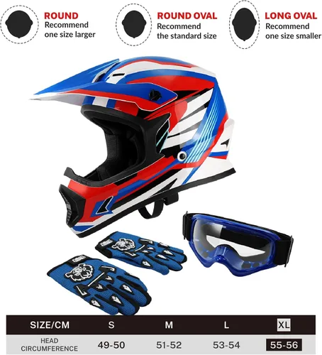 Vista 90 de SLMOTO - Casco DOT para niños y jóvenes, casco de motocross para todoterreno y calle, casco de motocicleta, casco de bicicleta de tierra, motocross