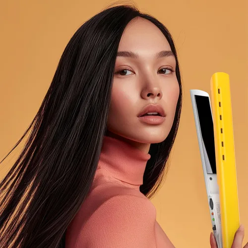 Vista 2 de GK HAIR D700 Titanium Styling Flat Iron Professional Fast Heat Straightener Amarillo (D700)