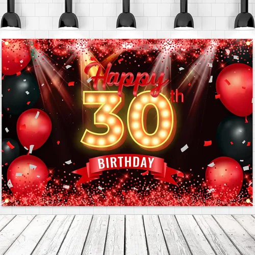 Vista 16 de Cartel de feliz cumpleaños 10 años, fondo rojo y negro, decoraciones de cumpleaños para niñas y niños de 10 años, artículos de fotografía