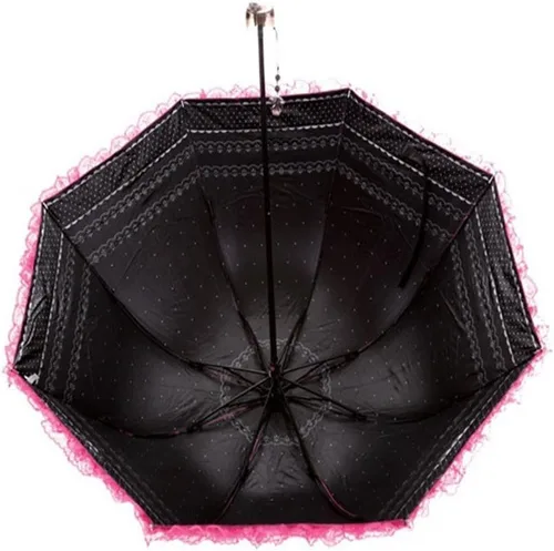 Vista 17 de Honeystore Paraguas plegable a prueba de rayos ultravioleta Princess Lace Parasol con cúpula anti-UV