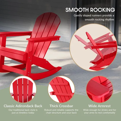 Vista 103 de WestinTrends Silla mecedora Malibu de poliéster para exterior/patio Adirondack, Negra