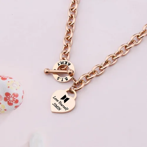 Vista 4 de TTJHGYQO Pulsera Love Yourself Collar Kpop, regalo inspirador para amantes de Kpop, joyería A.R.M.Y, collar para fanáticos de Kpop para mujer