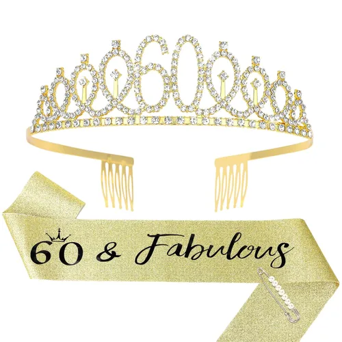 Vista 10 de CIEHER Juego de celebración de cumpleaños dorado - Faja, tiara y decoraciones para cumpleaños número 22 Cumpleaños número 22 dorado