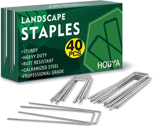 Vista 9 de Paquete de 50 grapas de paisaje de 4 pulgadas, calibre 12, estacas de jardín galvanizadas, grapas de jardín antioxidantes, estacas de suelo