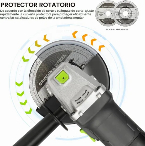 Vista 4 de GALAX PRO Amoladora Angular Eléctrica, Equipada con Motor de 4.0 Amperios con Potencia de Salida Máxima de 750W, Amoladora Angular con Cable