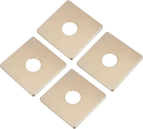 Vista 9 de uxcell 4 bridas divididas para pared, placa cuadrada de ABS autoadhesiva con orificio de 1.102 in/1.1 pulgadas de diámetro, cubierta de tubería