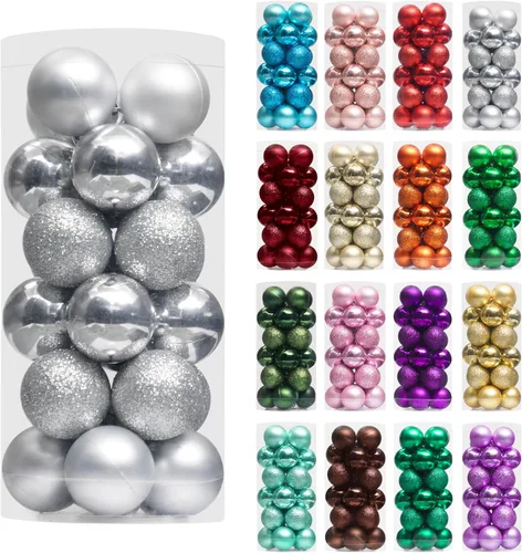 Vista 20 de XmasExp Juego de 24 mini esferas de Navidad inastillables para bolas de árbol de Navidad, 1.18 pulgadas (negro)