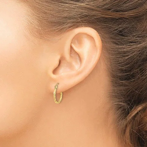 Vista 2 de Aretes de aro trenzados de oro de 10 quilates para mujer Aretes de oro real para mujer Aretes de oro macizo de 10 quilates de oro