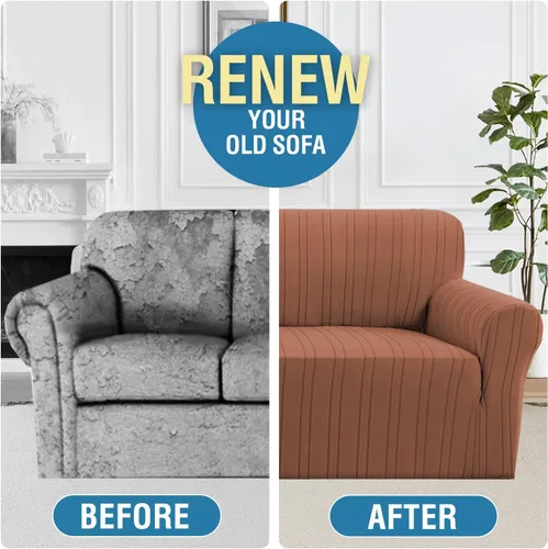 Vista 7 de H.VERSAILTEX Fundas de Loveseat de Alta Elasticidad, Funda de Sofá de 1 Pieza Antideslizante con Parte Inferior Elástica, Fundas de Sofá Gruesas