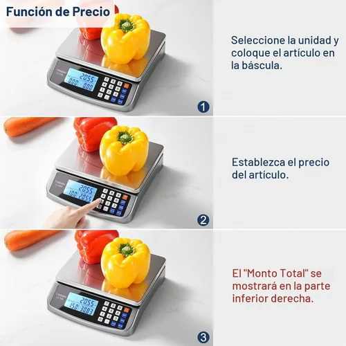 Vista 4 de Atogou Báscula de alimentos de 66 libras, báscula de cocina comercial con cálculo de precios, enchufable utilizable, 0.05 oz/1 g, acero inoxidable