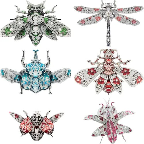 Vista 8 de JOMIOD Rompecabezas de metal 3D, kits de modelos de metal, broche de moda animal con temática de insectos, ensamblaje de rompecabezas 3D