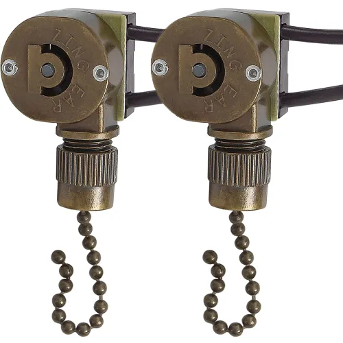 Vista 6 de Interruptor de ventilador de techo Zing Ear ZE-109M Interruptor de cable de cadena de tracción para ventiladores de techo lámparas y luces de pared