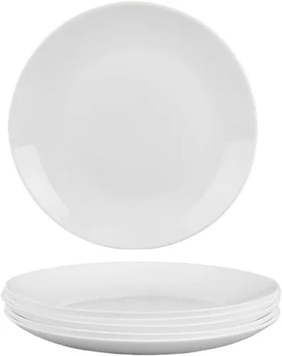Vista 10 de Amazon - Platos de cena blancos de 6 piezas de 8.5 pulgadas, platos redondos ligeros, Simply plato de postre, vidrio de triple capa y resistente a
