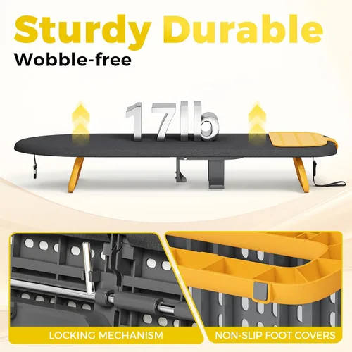 Vista 7 de KINGBOARD Tabla de planchar de mesa, pequeña tabla de planchar con soporte para planchar, mini tabla de planchar plegable, fácil almacenamiento