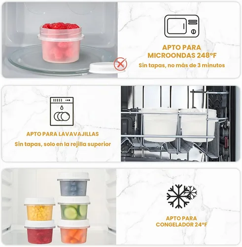 Vista 4 de TUZAZO Recipientes pequeños para congelador de 4 onzas con tapas, 12 unidades, sin BPA, pequeños recipientes de plástico para almacenamiento