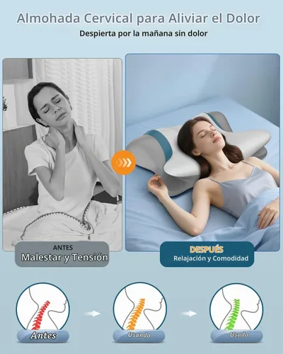 Vista 2 de Almohada cervical cervical para aliviar el dolor, almohada ergonómica para dormir de lado para apoyar el cuello, almohadas ortopédicas de espuma
