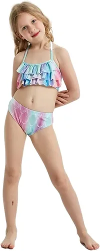 Vista 7 de Conjunto de traje de baño con cola de sirena para niñas, traje de baño de princesa