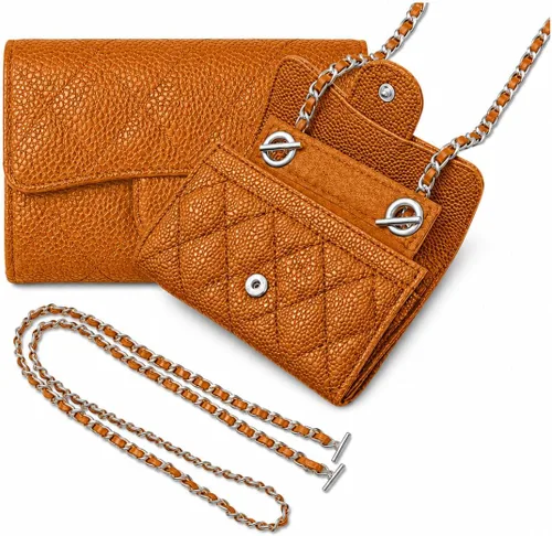 Vista 42 de Kit de conversión de tarjetero para inserto de billetera con solapa pequeña y correa de cadena, billetera pequeña clásica en cadena, kit convertidor