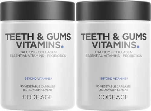 Vista 10 de Codeage Vitaminas para Dientes y Encías + Suplemento de Probióticos Orales para la Boca - Calcio de Alimentos Completos, Colágeno, Potasio, Vitamina