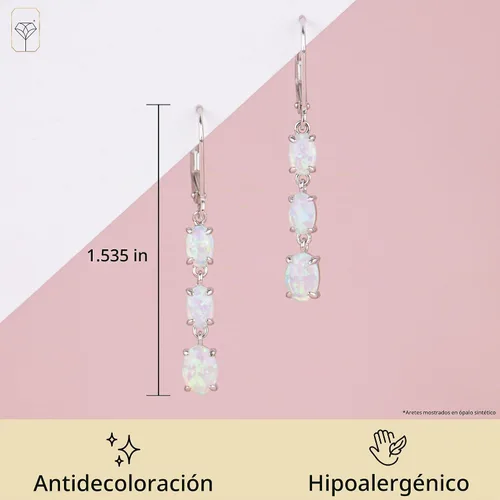 Vista 3 de 925 Sterling Silver Simulated Gemstone Dangle Earrings for Women
