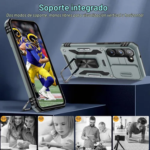 Vista 5 de DEERLAMN Funda para Samsung Galaxy S23+ Plus con cubierta deslizante para cámara+protector de pantalla (1 paquete), soporte giratorio con anillo