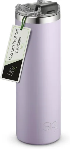 Vista 11 de SipX™ Vaso aislado delgado de 18 onzas con tapa y pajilla, acero inoxidable aislado al vacío, a prueba de fugas, apto para portavasos - Perfecto