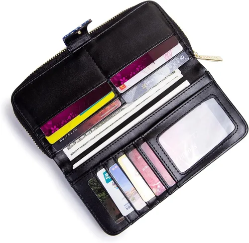 Vista 149 de Cartera de mano para mujer, estilo bohemio, con RFID, elegante, espaciosa con correa para viajes, capacidad para tarjetas, teléfono, dinero